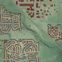 Second close-up of the map of Waunakee, Wisconsin print showing more streets and buildings
