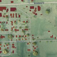 Second close-up of the map of Wausa, Nebraska print showing more streets and buildings