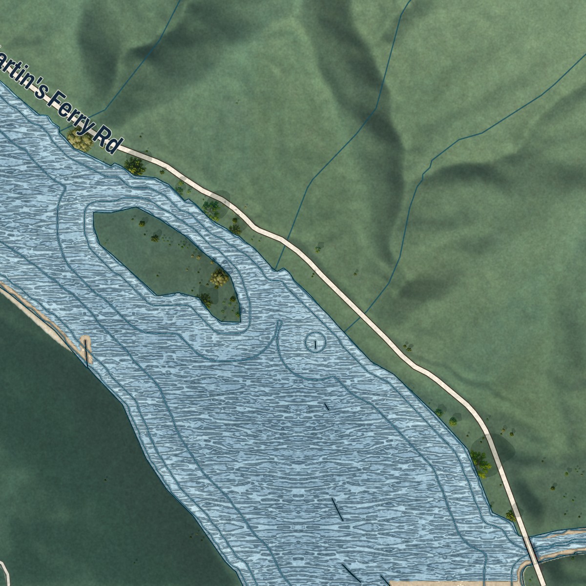 Second close-up of the map of Wautec, California print showing more streets and buildings