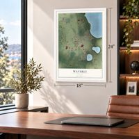 Waverly, Florida map, 18 x 24 inch print in a white frame in a home office