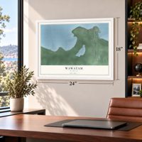 Wawatam, Michigan map, 18 x 24 inch print in a white frame in a home office