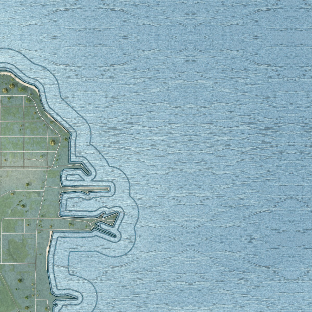 Second close-up of the map of Wawatam, Michigan print showing more streets and buildings