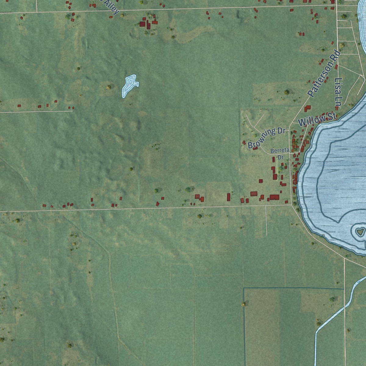 Second close-up of the map of Wayland, Allegan County, Michigan print showing more streets and buildings
