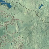 Close-up of the map of Wayland, Massachusetts print showing terrain and local geography