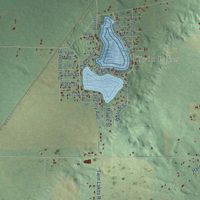 Second close-up of the map of Wayne, Cass County, Michigan print showing more streets and buildings