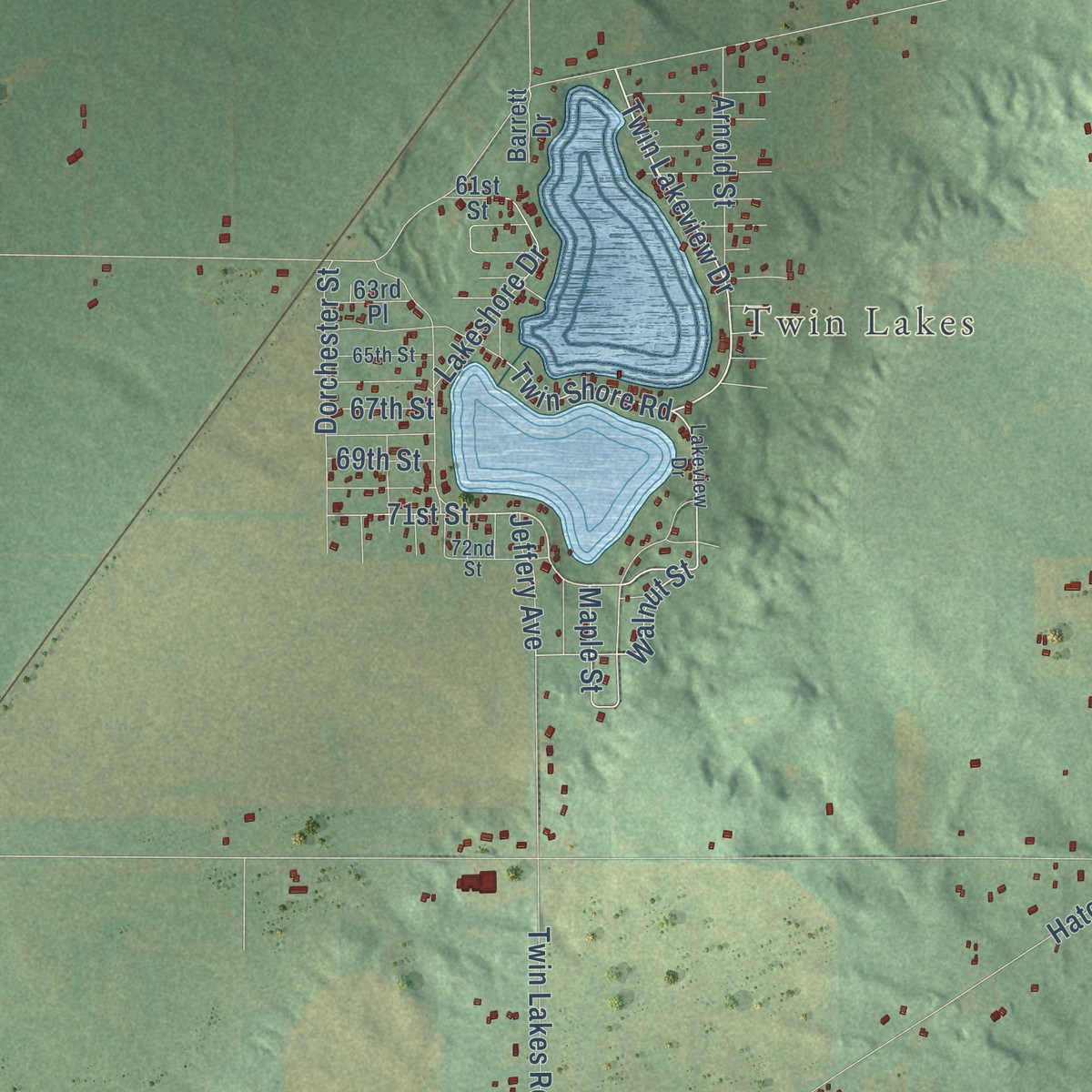 Second close-up of the map of Wayne, Cass County, Michigan print showing more streets and buildings