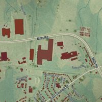 Second close-up of the map of Waynesboro, Georgia print showing more streets and buildings