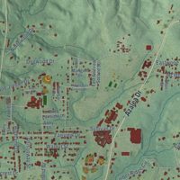 Second close-up of the map of Waynesboro, Mississippi print showing more streets and buildings