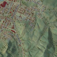 Second close-up of the map of Waynesboro, Virginia print showing more streets and buildings