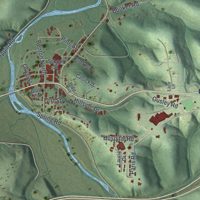 Second close-up of the map of Waynesville, Missouri print showing more streets and buildings
