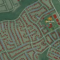 Second close-up of the map of Waynewood, Virginia print showing more streets and buildings