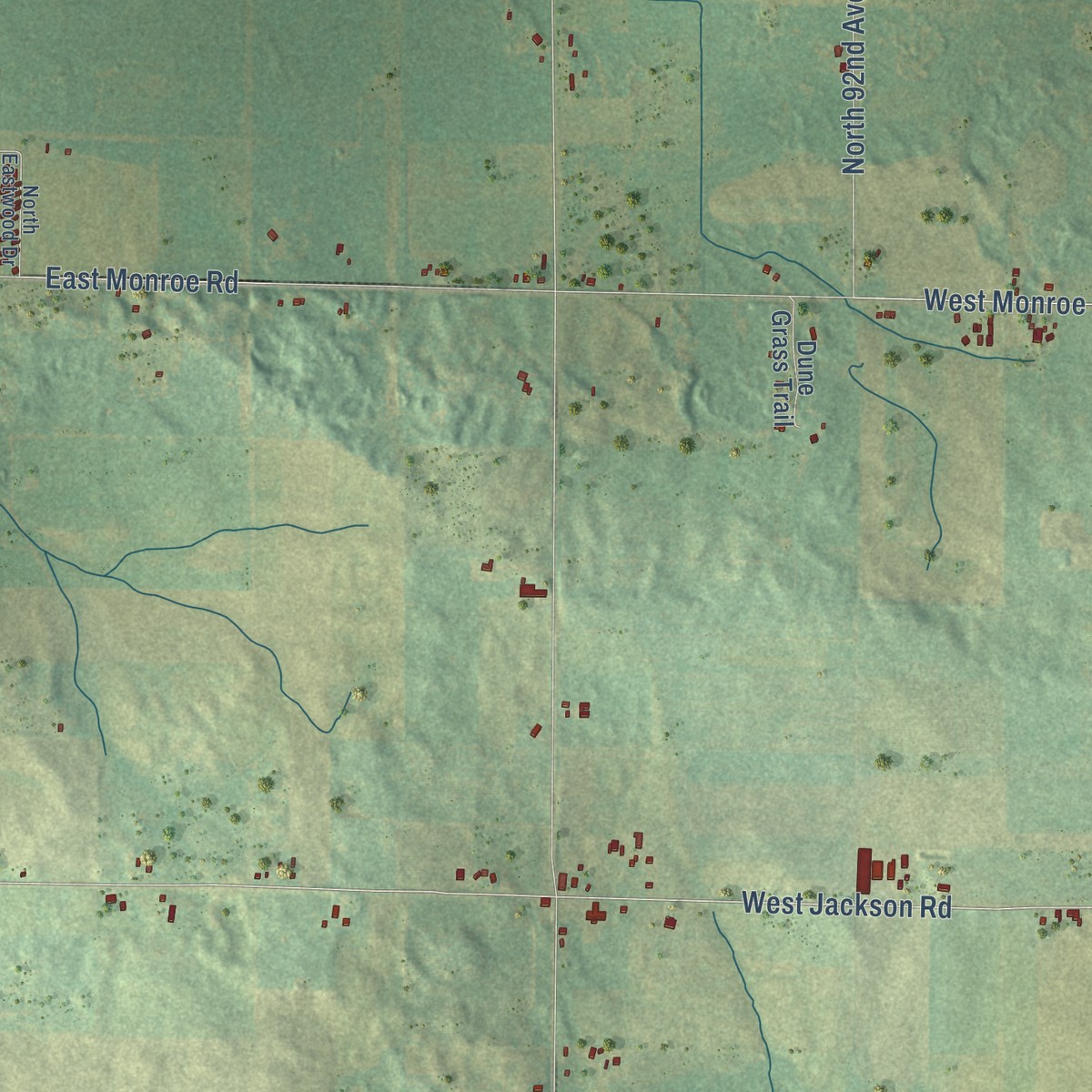 Second close-up of the map of Weare, Michigan print showing more streets and buildings