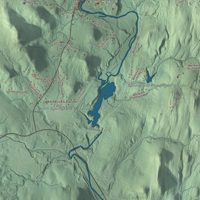 Close-up of the map of Weathersfield, Vermont print showing terrain and local geography