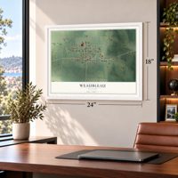 Weaubleau, Missouri map, 18 x 24 inch print in a white frame in a home office