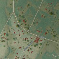 Second close-up of the map of Webberville, Texas print showing more streets and buildings