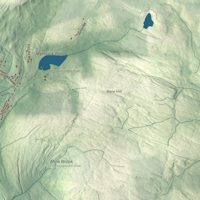 Close-up of the map of Webster, Massachusetts print showing terrain and local geography