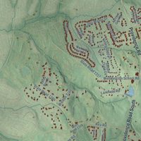 Second close-up of the map of Weddington, North Carolina print showing more streets and buildings