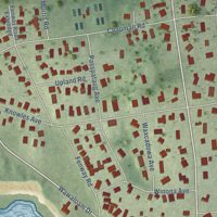 Second close-up of the map of Weekapaug, Rhode Island print showing more streets and buildings