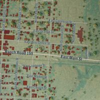 Second close-up of the map of Weimar, Texas print showing more streets and buildings