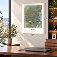 Welby, Colorado map, 18 x 24 inch print in a white frame in a home office