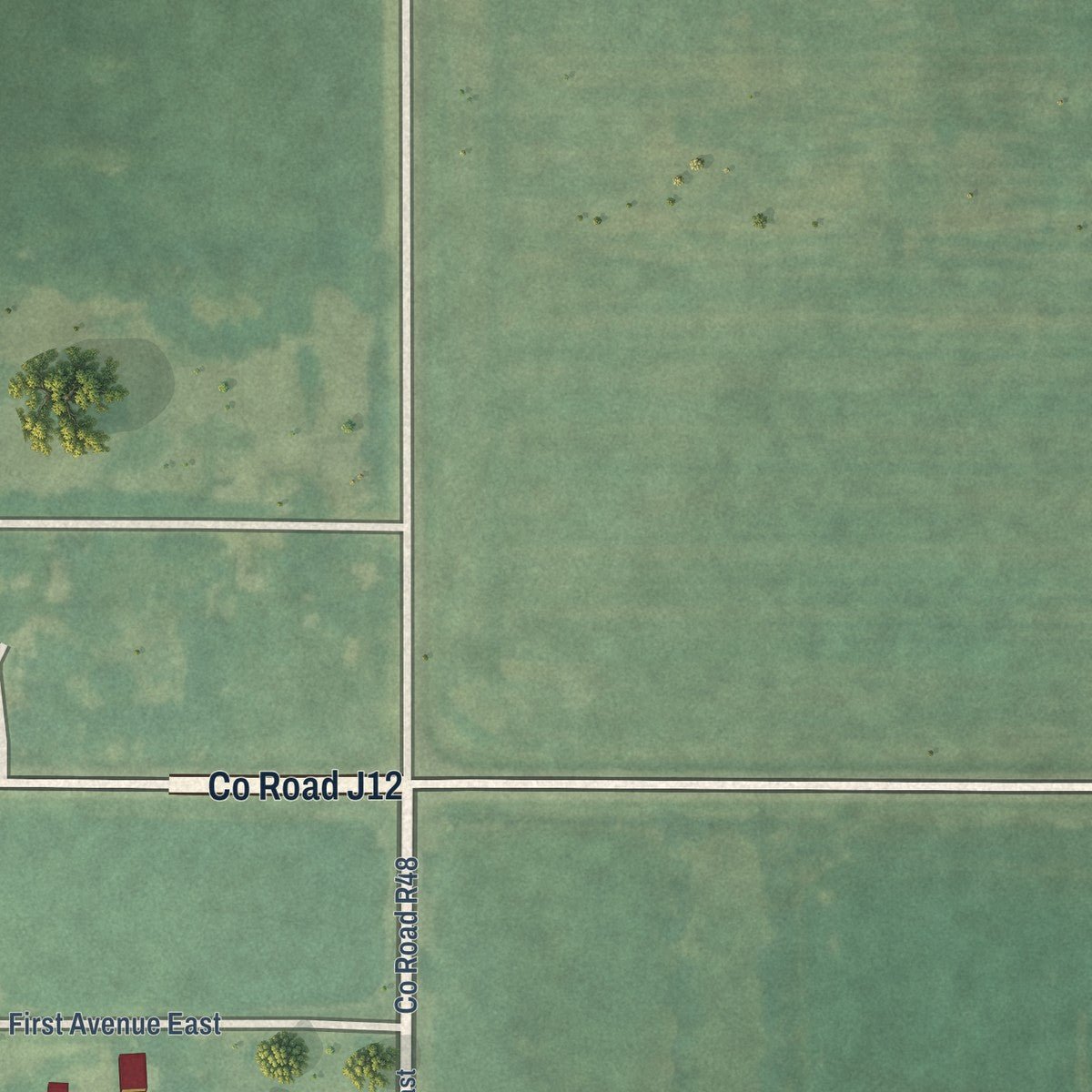 Second close-up of the map of Weldon, Iowa print showing more streets and buildings