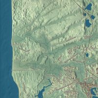 Close-up of the map of Wellfleet, Massachusetts print showing terrain and local geography