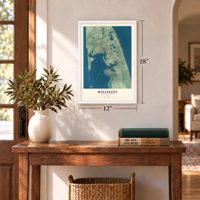 Wellfleet, Massachusetts map, 12 x 18 inch print in a white frame in an entryway