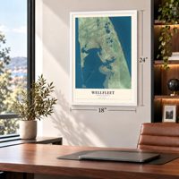 Wellfleet, Massachusetts map, 18 x 24 inch print in a white frame in a home office