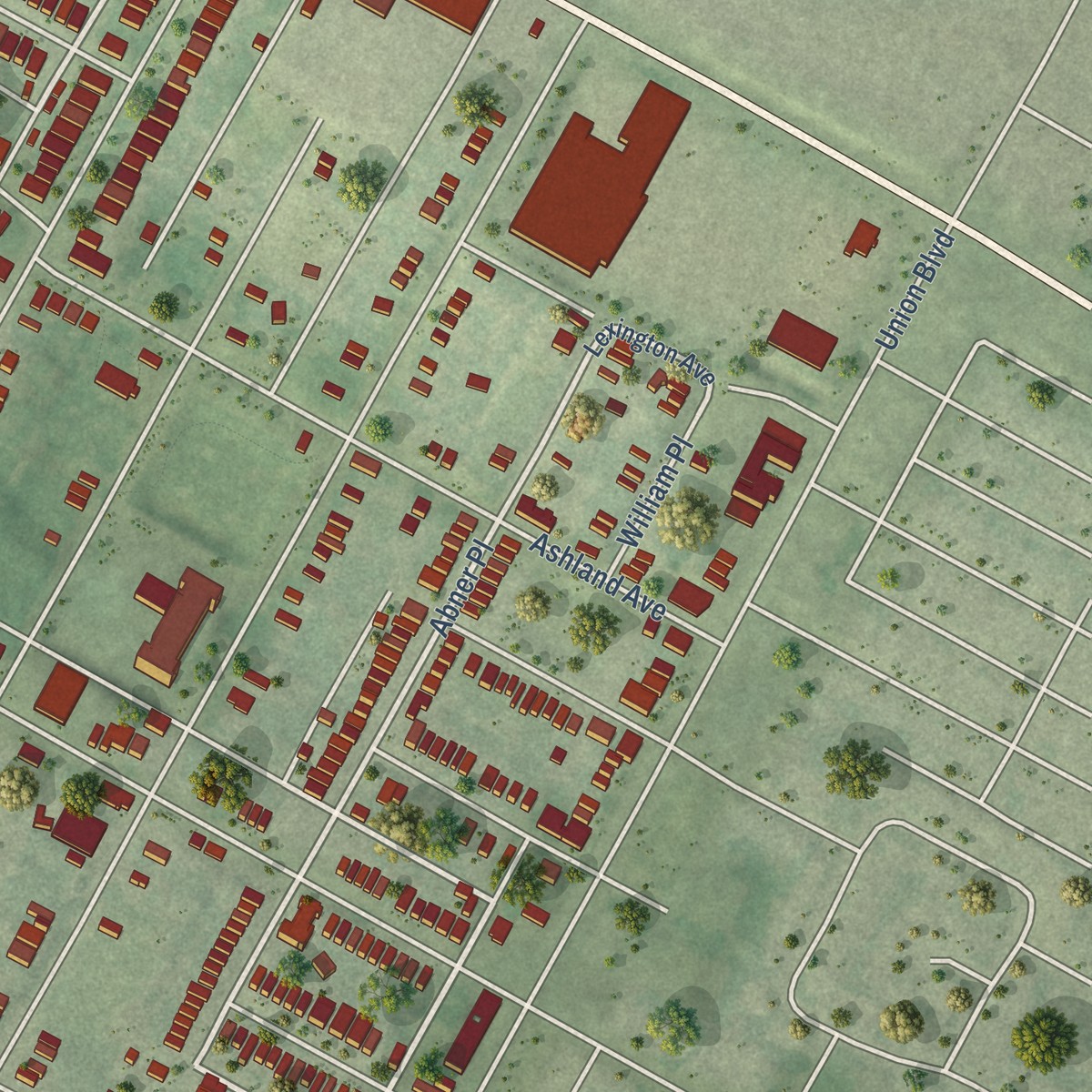 Second close-up of the map of Wells Goodfellow, Missouri print showing more streets and buildings