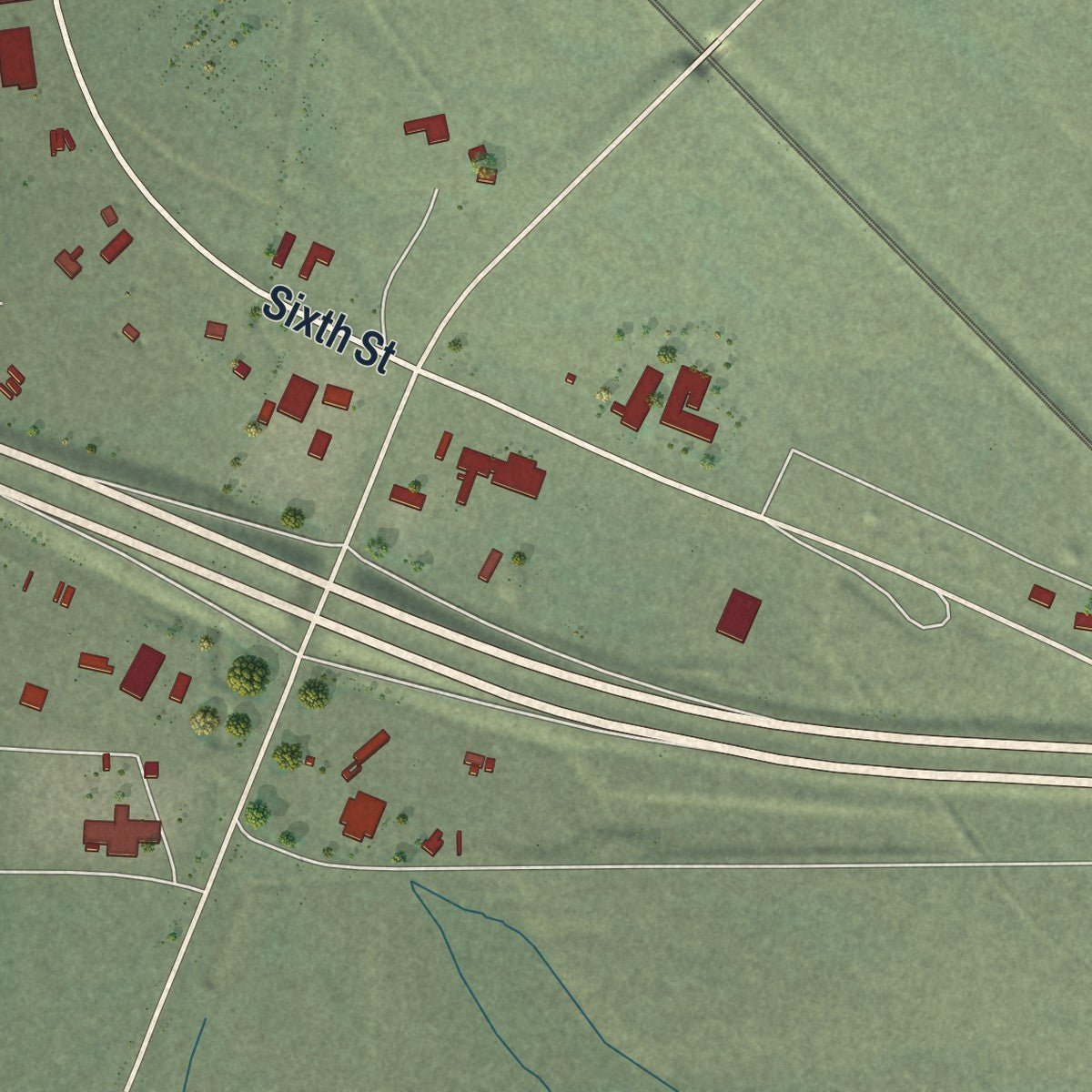 Second close-up of the map of Wells, Nevada print showing more streets and buildings