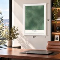 Welty, Oklahoma map, 18 x 24 inch print in a white frame in a home office