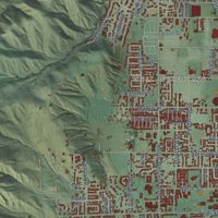 Second close-up of the map of Wenatchee, Washington print showing more streets and buildings