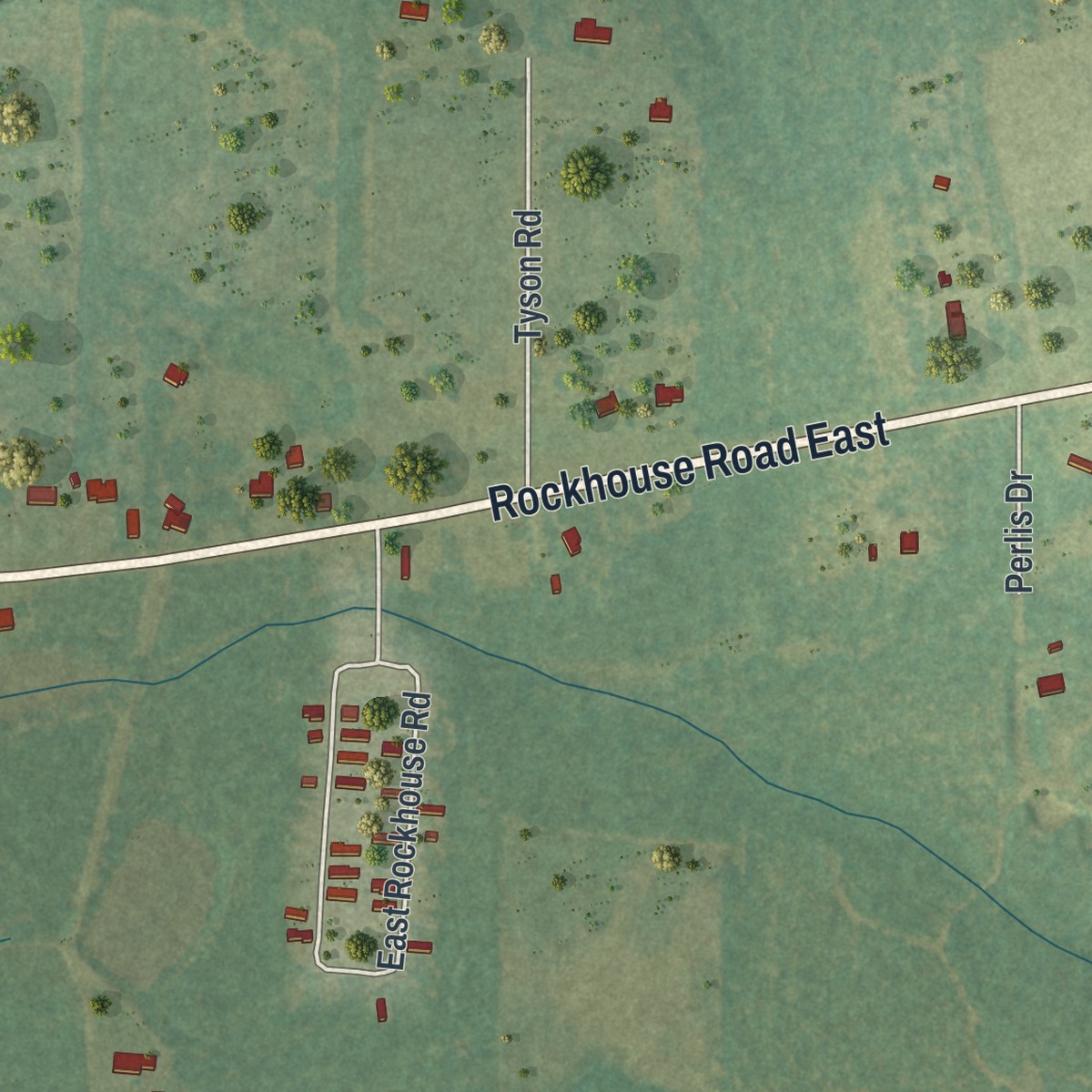 Second close-up of the map of Wenona, Georgia print showing more streets and buildings