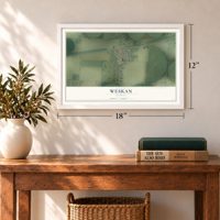 Weskan, Kansas map, 12 x 18 inch print in a white frame in an entryway