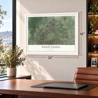 Wesley Chapel, Florida map, 18 x 24 inch print in a white frame in a home office