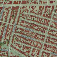 Second close-up of the map of West Adams, California print showing more streets and buildings