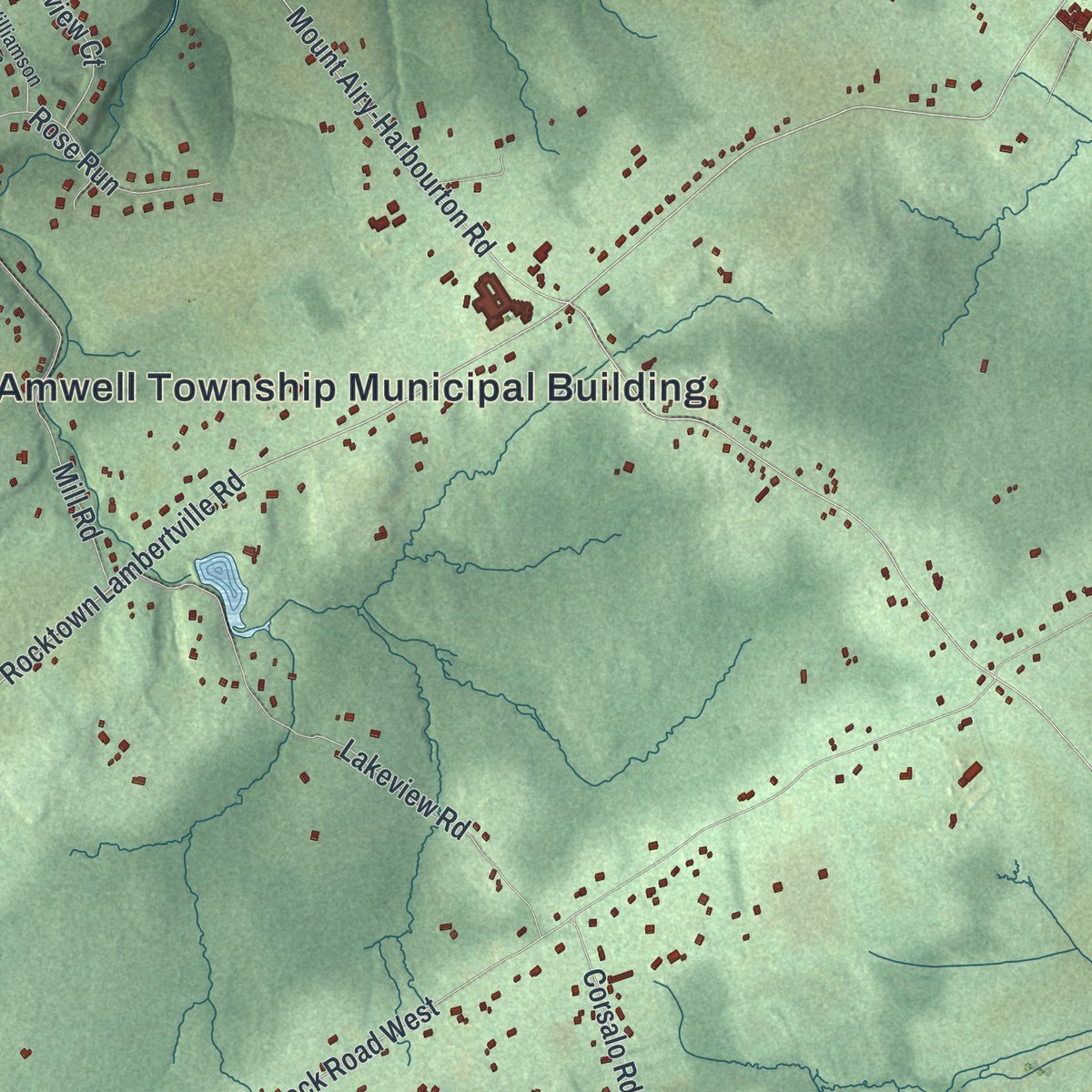Second close-up of the map of West Amwell, New Jersey print showing more streets and buildings