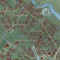 Second close-up of the map of West Ashley, South Carolina print showing more streets and buildings