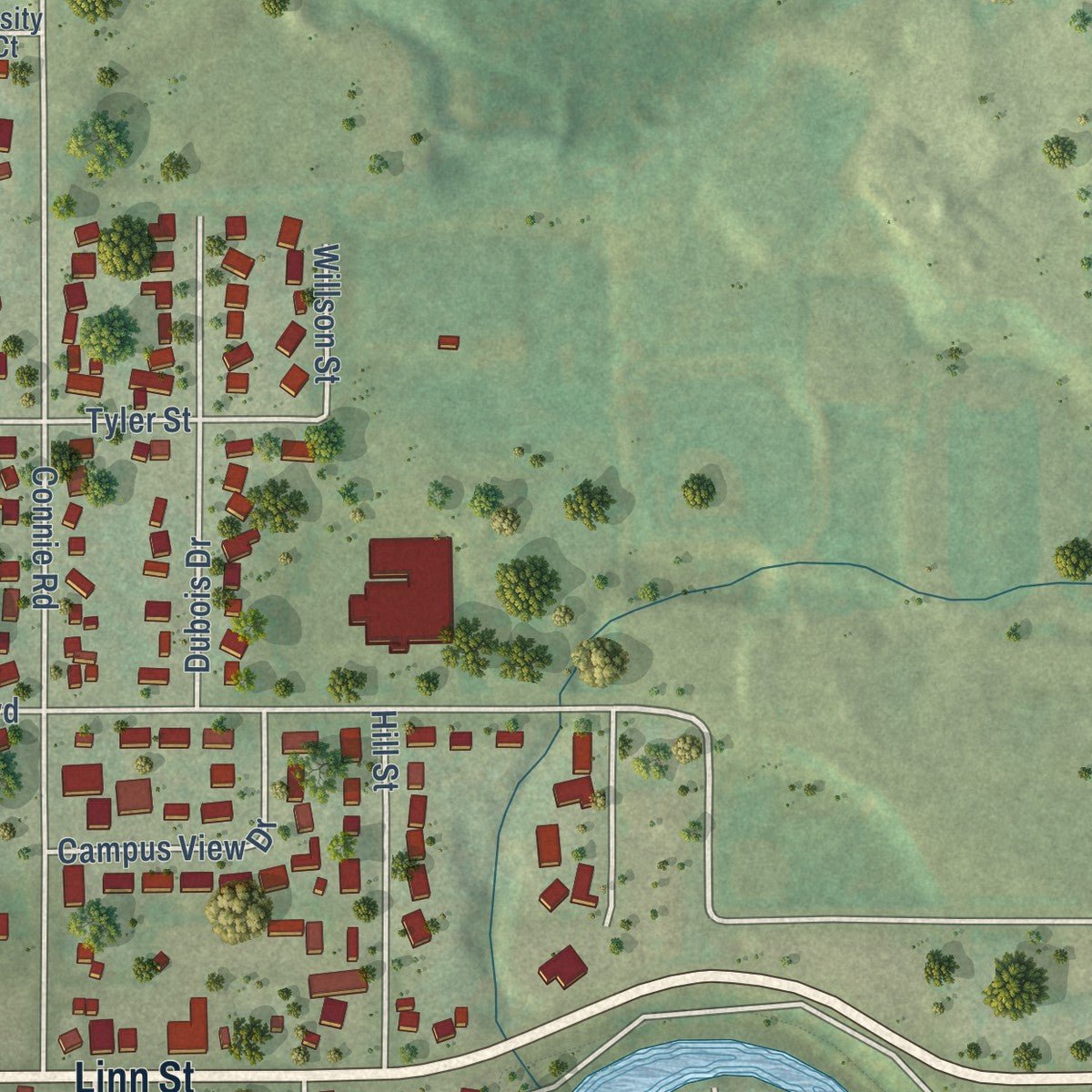 Second close-up of the map of West Baraboo, Wisconsin print showing more streets and buildings