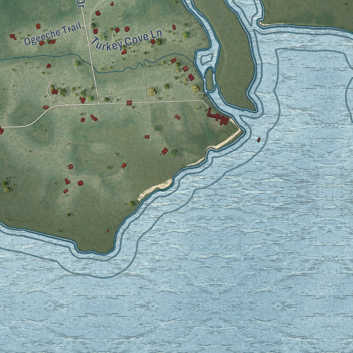 Second close-up of the map of West Bay, Florida print showing more streets and buildings