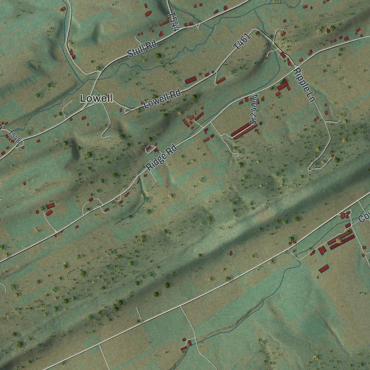 Second close-up of the map of West Beaver, Pennsylvania print showing more streets and buildings