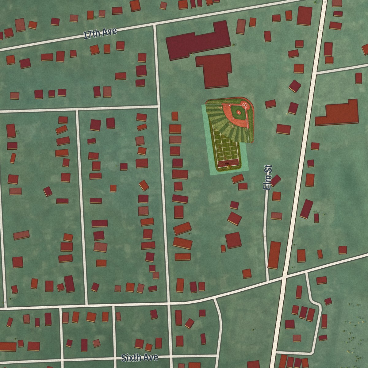 Second close-up of the map of West Belmar, New Jersey print showing more streets and buildings