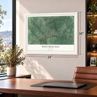 West Blocton, Alabama map, 18 x 24 inch print in a white frame in a home office