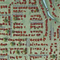 Second close-up of the map of West Bradenton, Florida print showing more streets and buildings