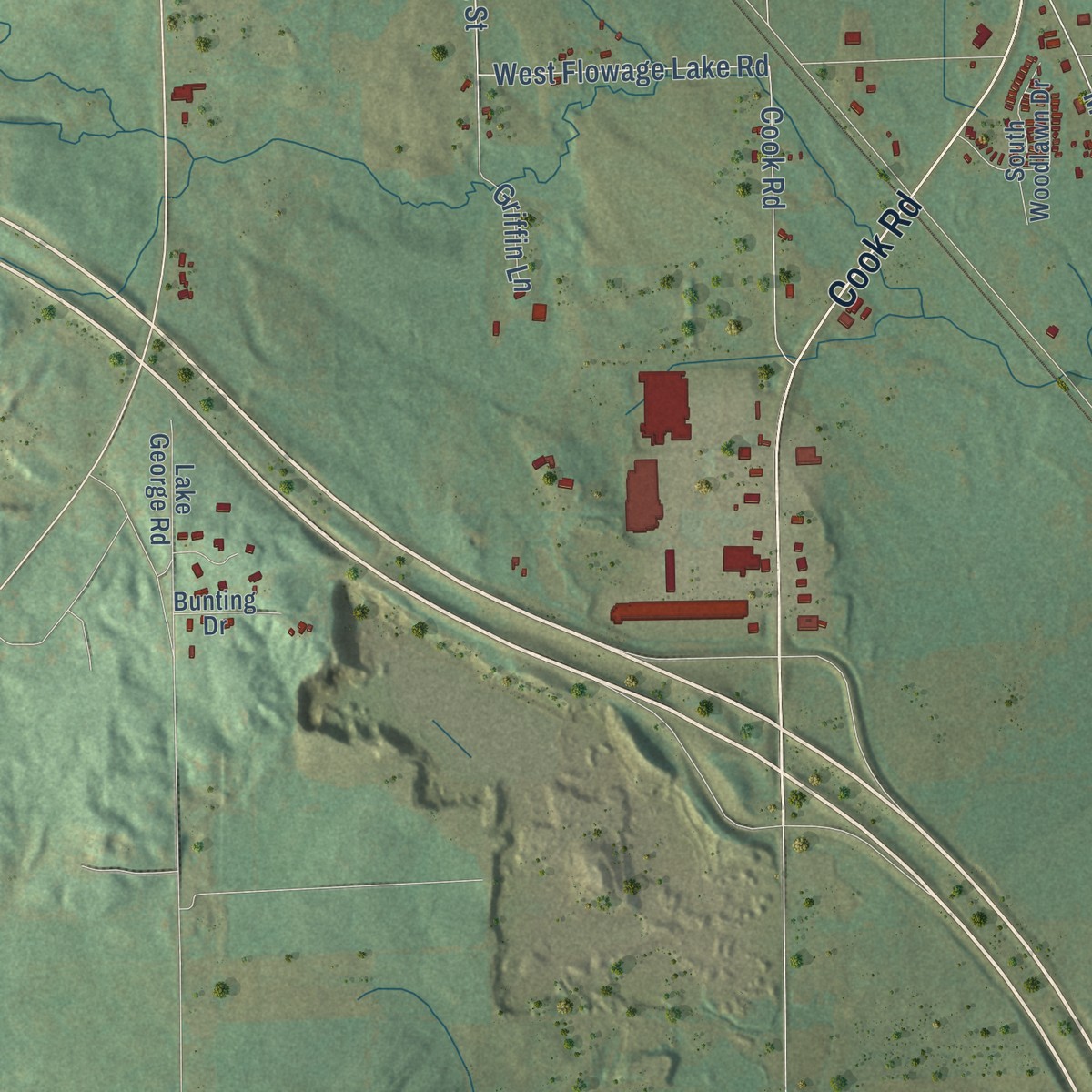 Second close-up of the map of West Branch, Ogemaw County, Michigan print showing more streets and buildings