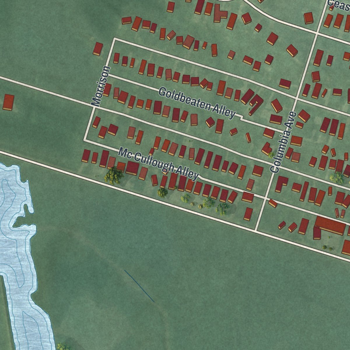 Second close-up of the map of West Cape May, New Jersey print showing more streets and buildings
