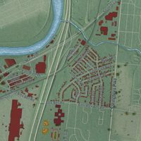 Second close-up of the map of West Carrollton, Ohio print showing more streets and buildings