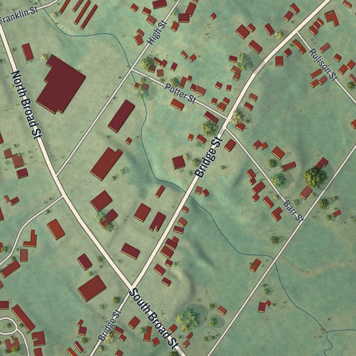 Second close-up of the map of West Carthage, New York print showing more streets and buildings