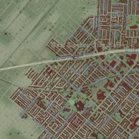Second close-up of the map of West Covina, California print showing more streets and buildings
