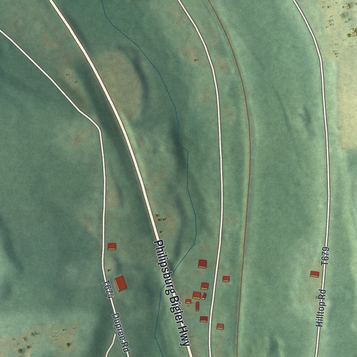 Second close-up of the map of West Decatur, Pennsylvania print showing more streets and buildings